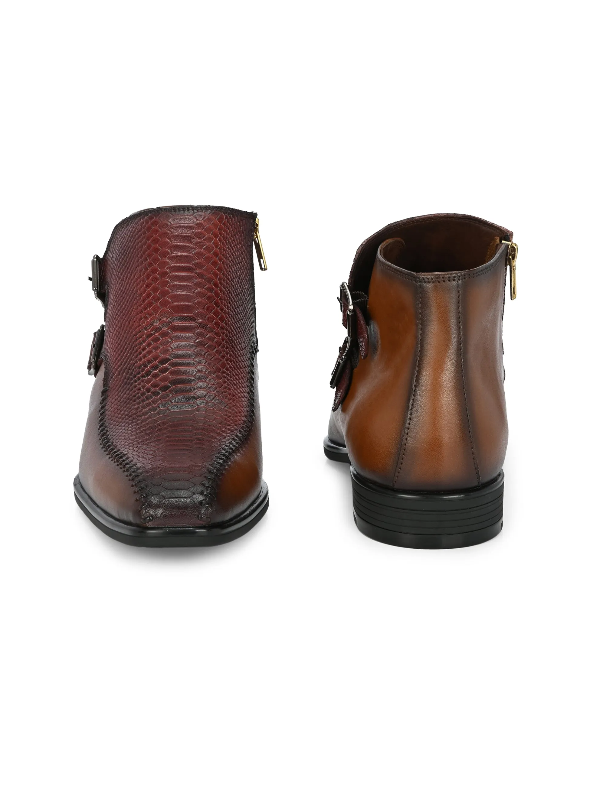 Hitz Men's Tan Leather Buckle Boots
