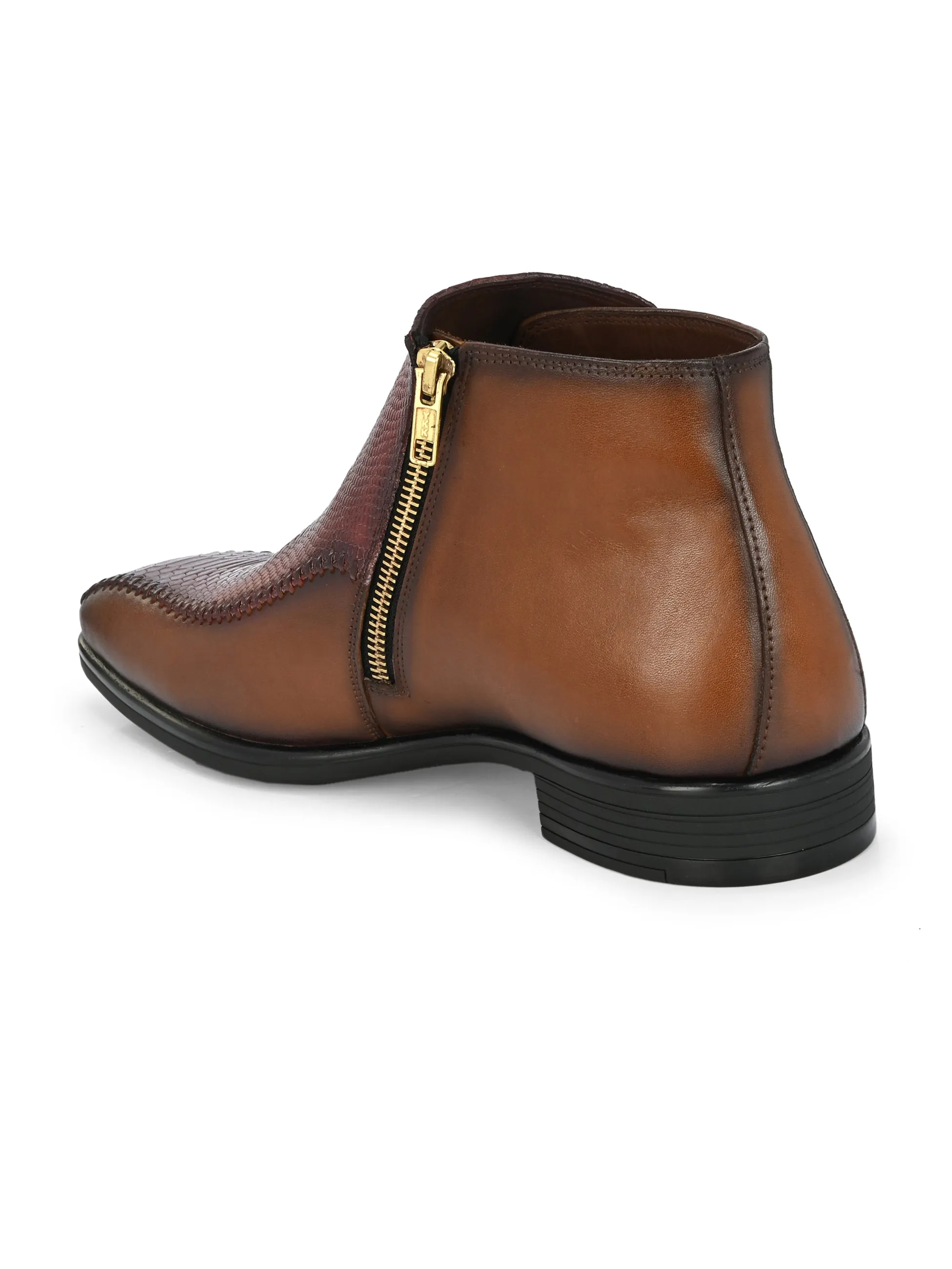 Hitz Men's Tan Leather Buckle Boots