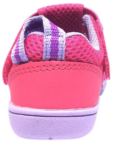 IFME Girl's Playa Venice Fuchsia Lavender Elastic Lace Mesh Hook and Loop Fisherman Style Sandal