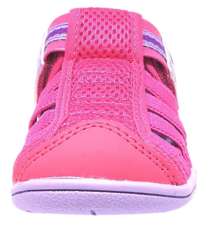 IFME Girl's Playa Venice Fuchsia Lavender Elastic Lace Mesh Hook and Loop Fisherman Style Sandal