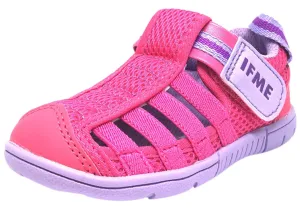 IFME Girl's Playa Venice Fuchsia Lavender Elastic Lace Mesh Hook and Loop Fisherman Style Sandal