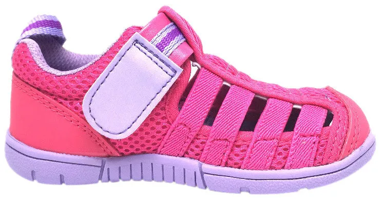 IFME Girl's Playa Venice Fuchsia Lavender Elastic Lace Mesh Hook and Loop Fisherman Style Sandal