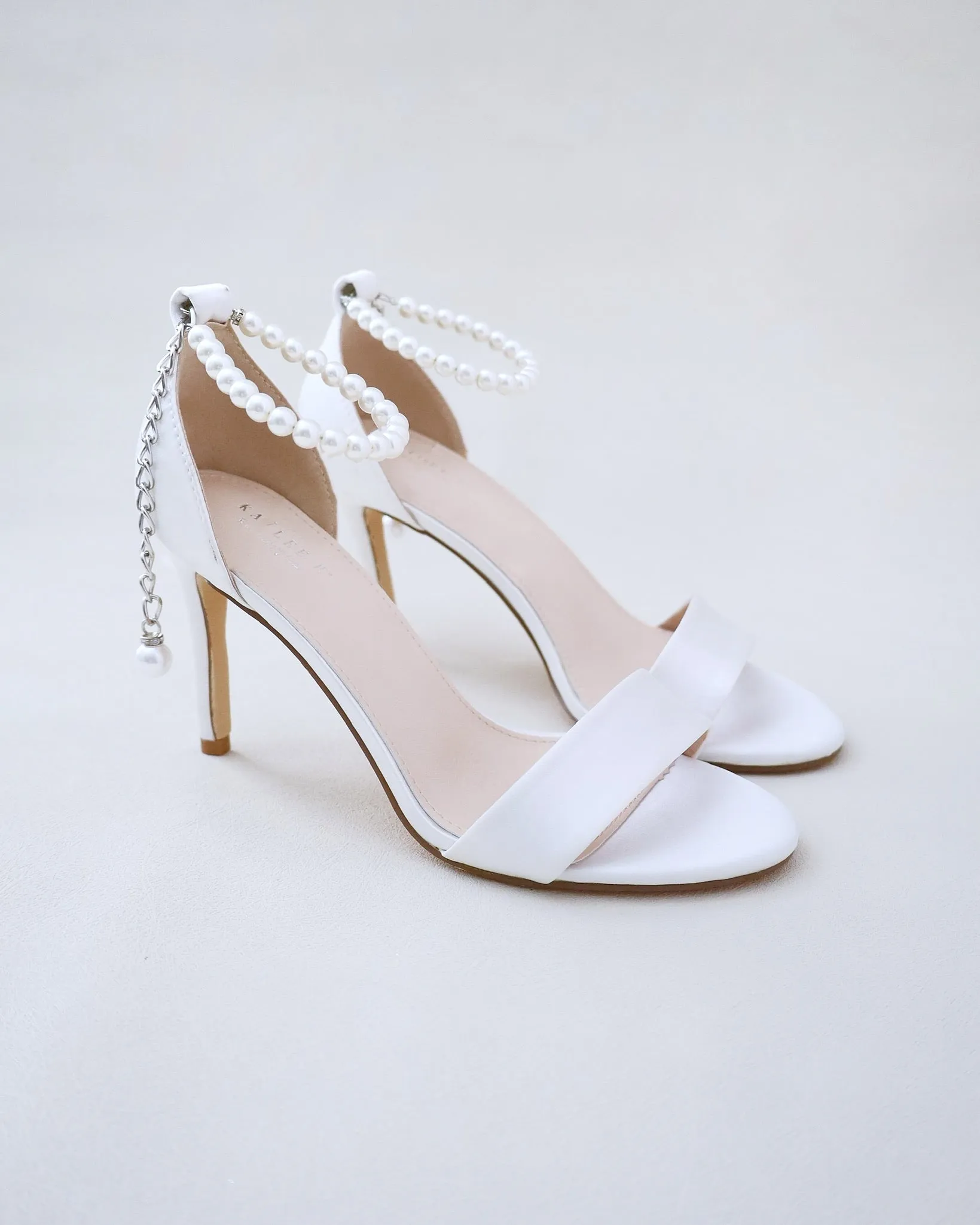 JOSKAA 2024 New Fashion High Heel Satin High Heel Wedding Sandals with Pearl Strap