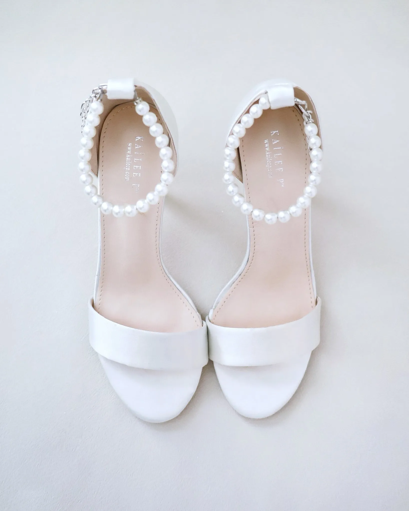 JOSKAA 2024 New Fashion High Heel Satin High Heel Wedding Sandals with Pearl Strap