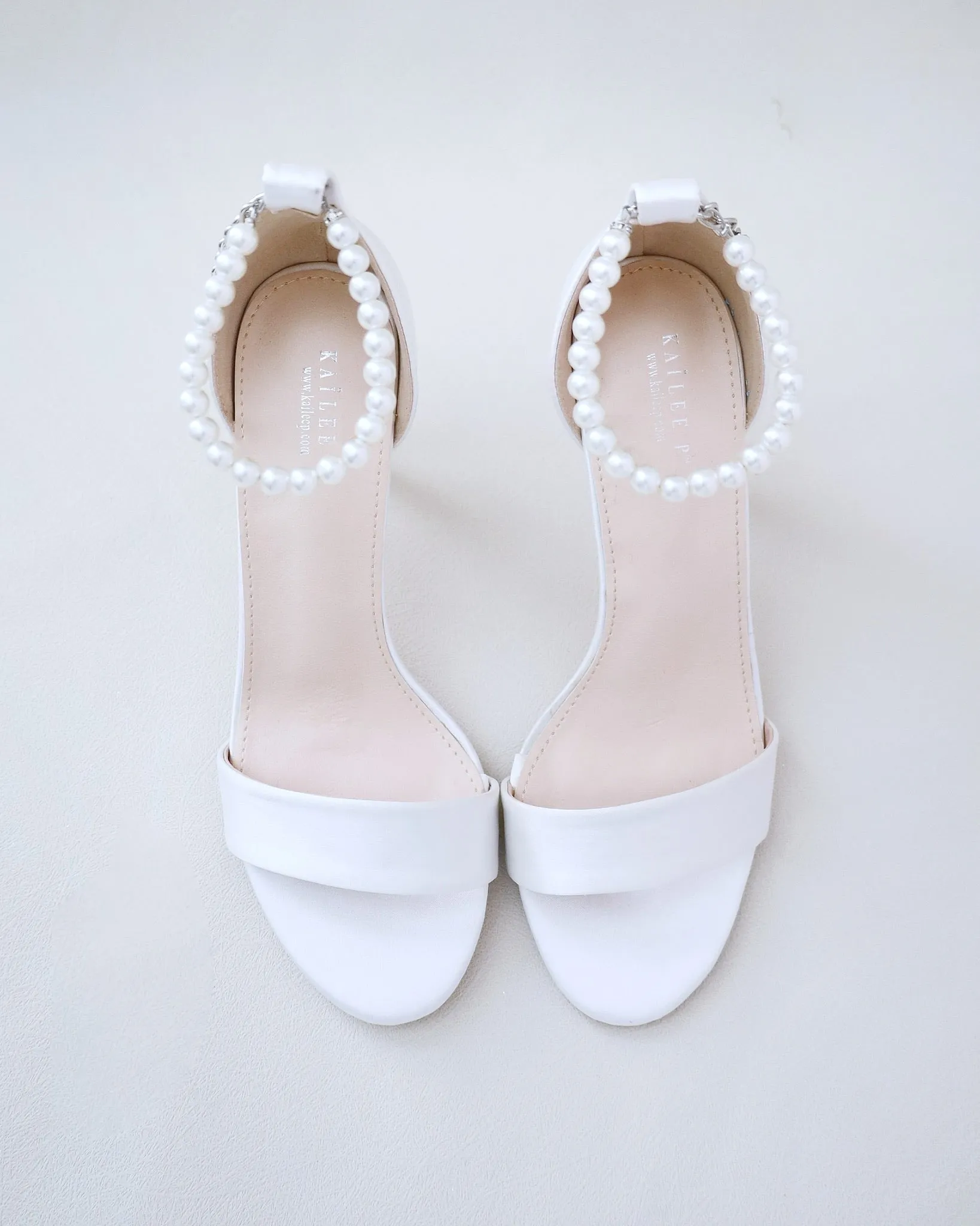 JOSKAA 2024 New Fashion High Heel Satin High Heel Wedding Sandals with Pearl Strap