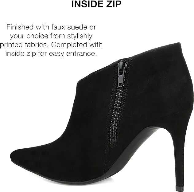 Journee Collection Women's Demmi Zip Pointed Toe Booties  Color Black Size 7.5M