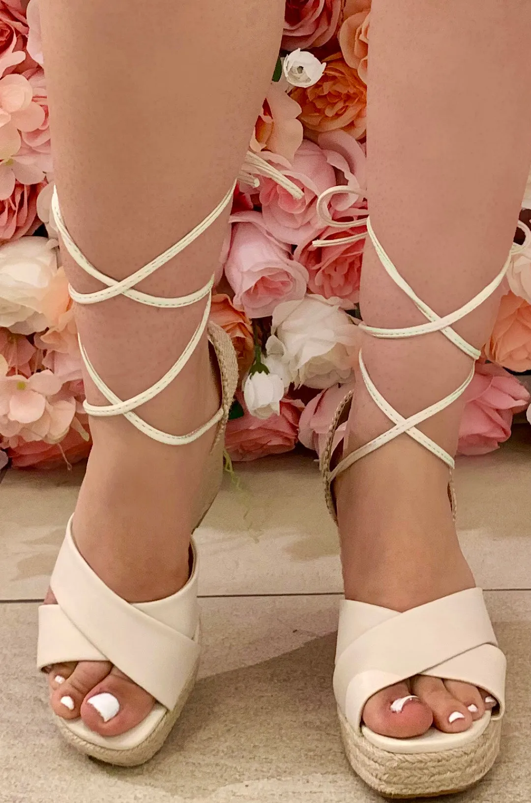 Lace Up Espadrille Wedge