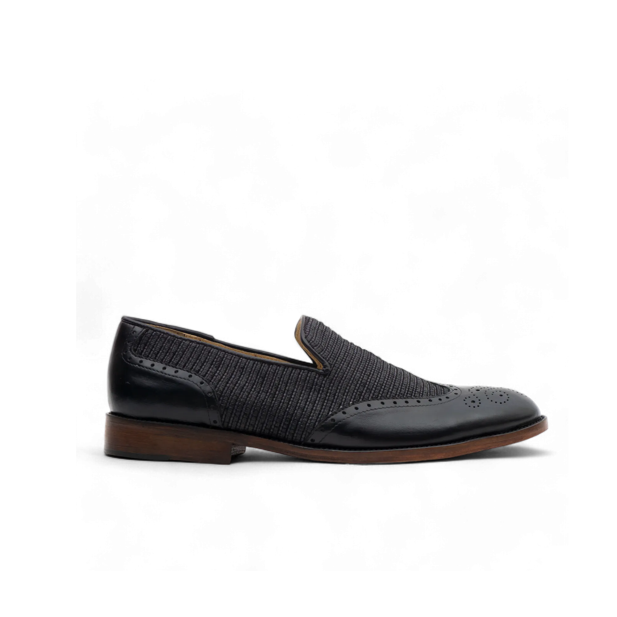Le Mogador Moroccan Loafer – En cuir lisse   Raphia Noir