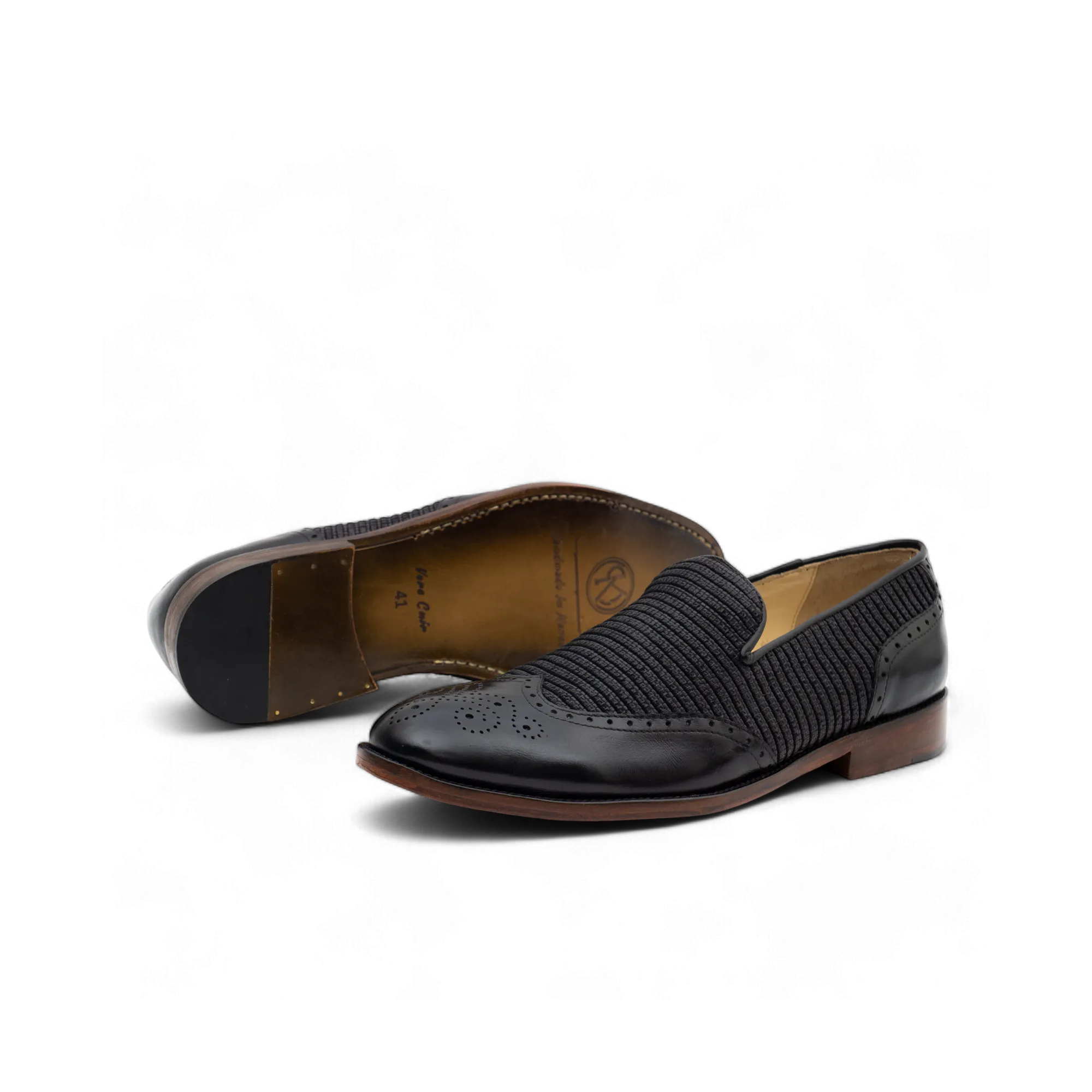Le Mogador Moroccan Loafer – En cuir lisse   Raphia Noir