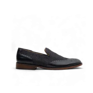 Le Mogador Moroccan Loafer – En cuir lisse   Raphia Noir