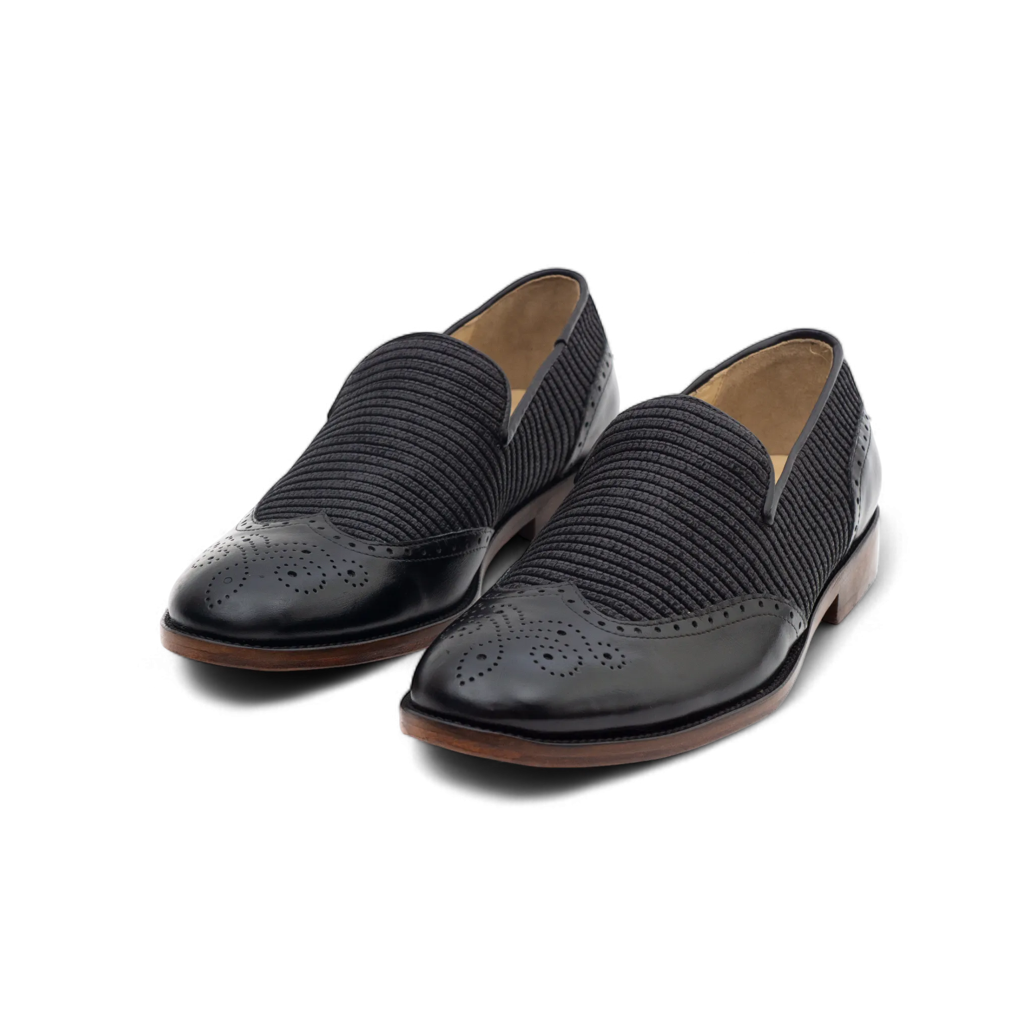 Le Mogador Moroccan Loafer – En cuir lisse   Raphia Noir