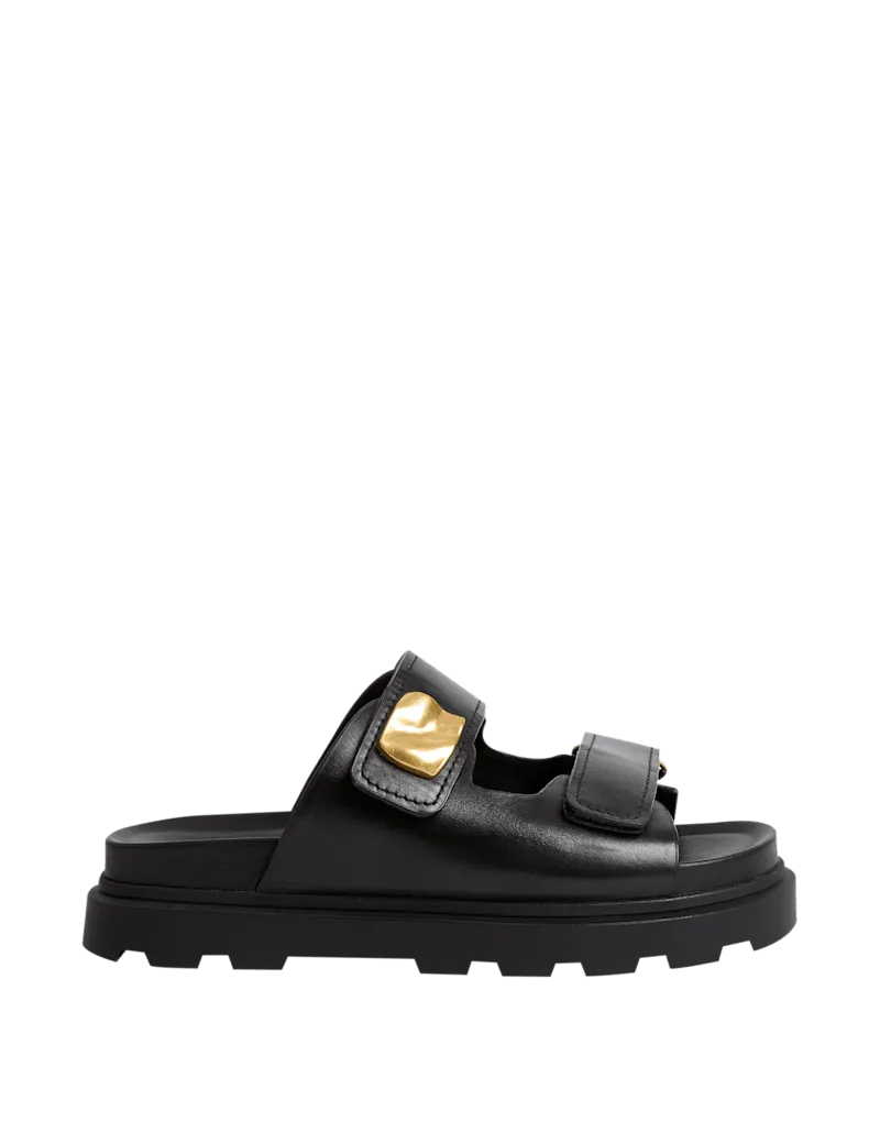 Leather Chunky Flatform Mules