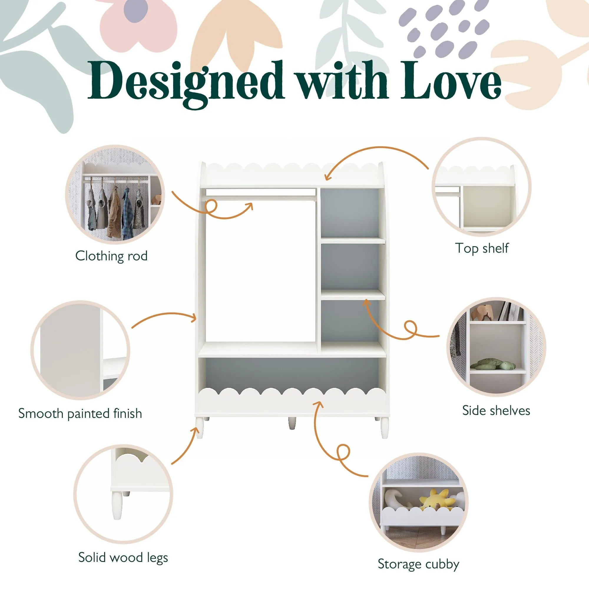 Little Seeds Cloud Kids Dress Up Storage and Clothing Rack with Toy Organizer and Shelves