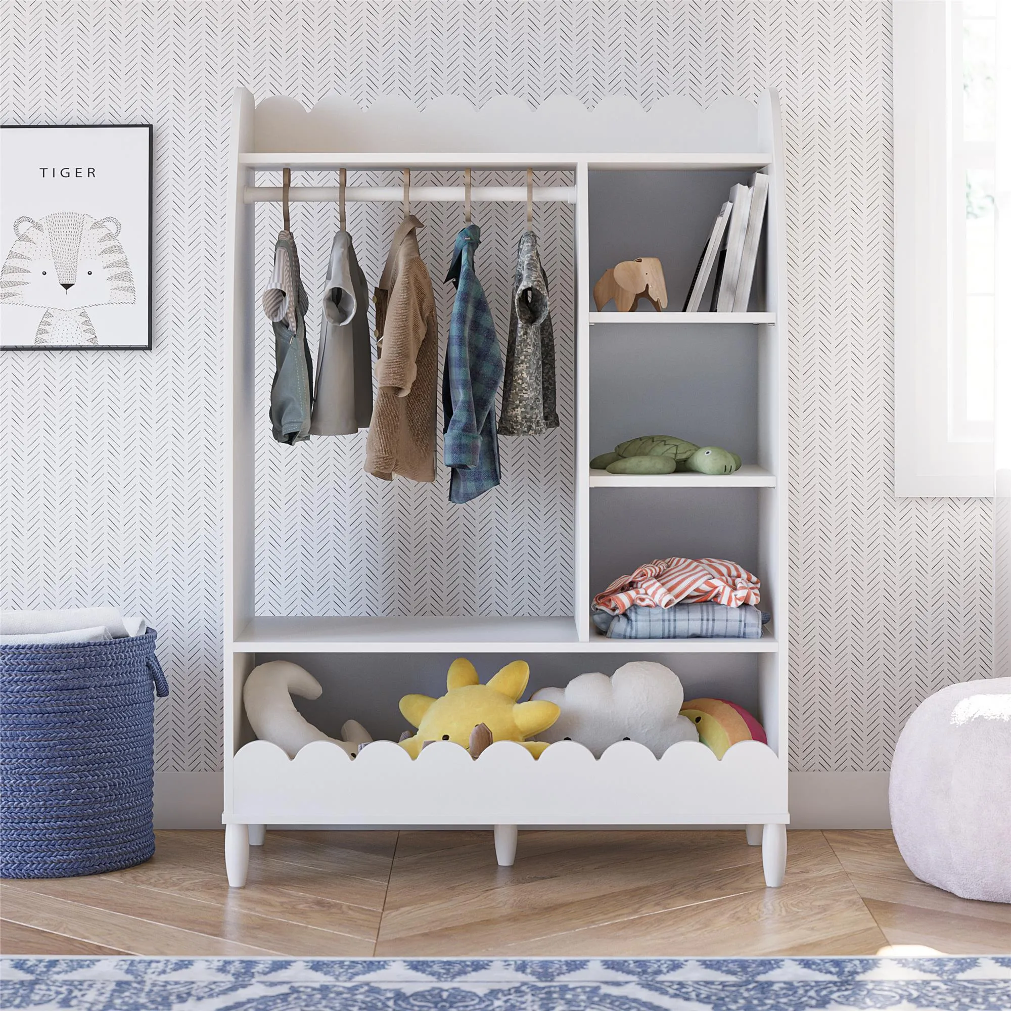 Little Seeds Cloud Kids Dress Up Storage and Clothing Rack with Toy Organizer and Shelves