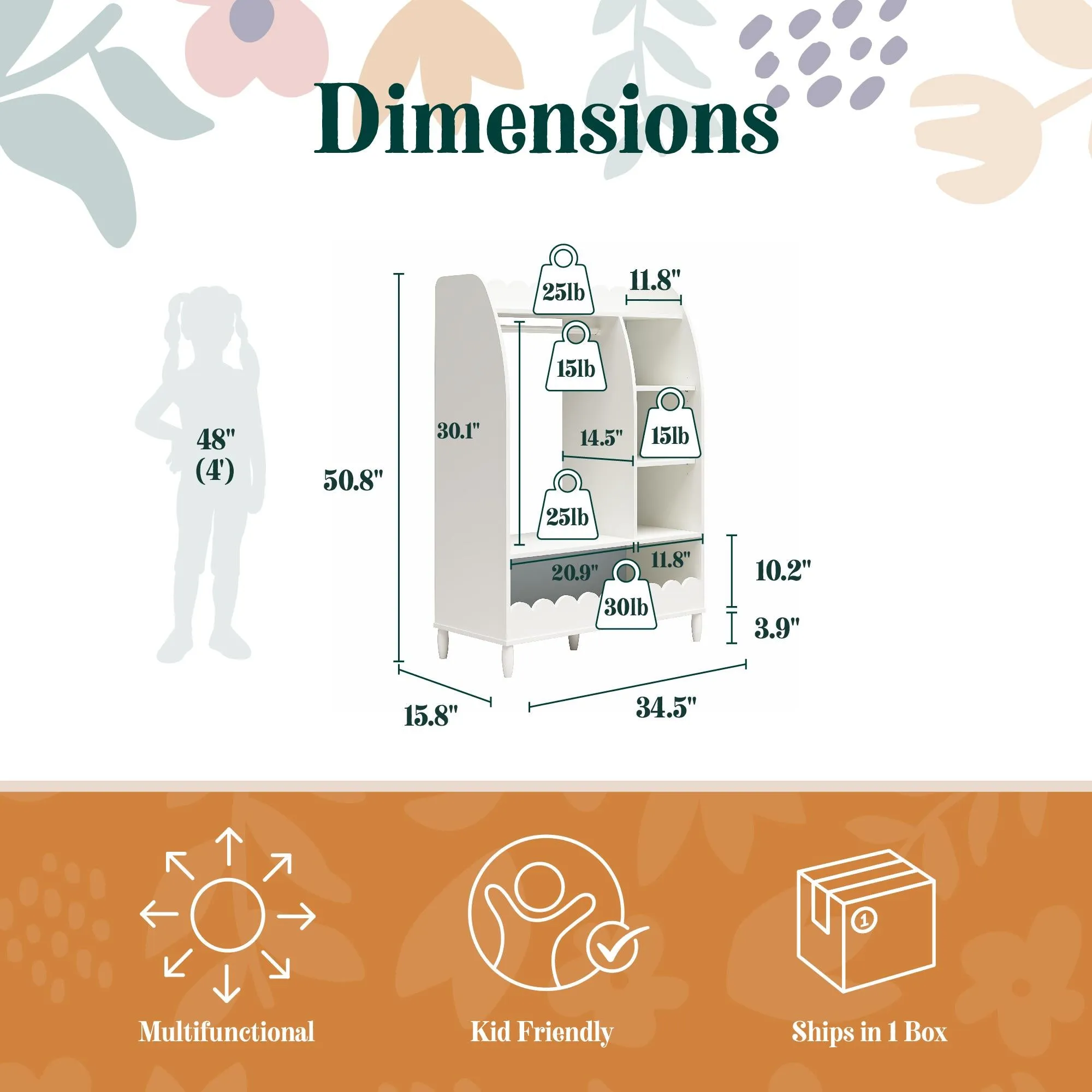 Little Seeds Cloud Kids Dress Up Storage and Clothing Rack with Toy Organizer and Shelves