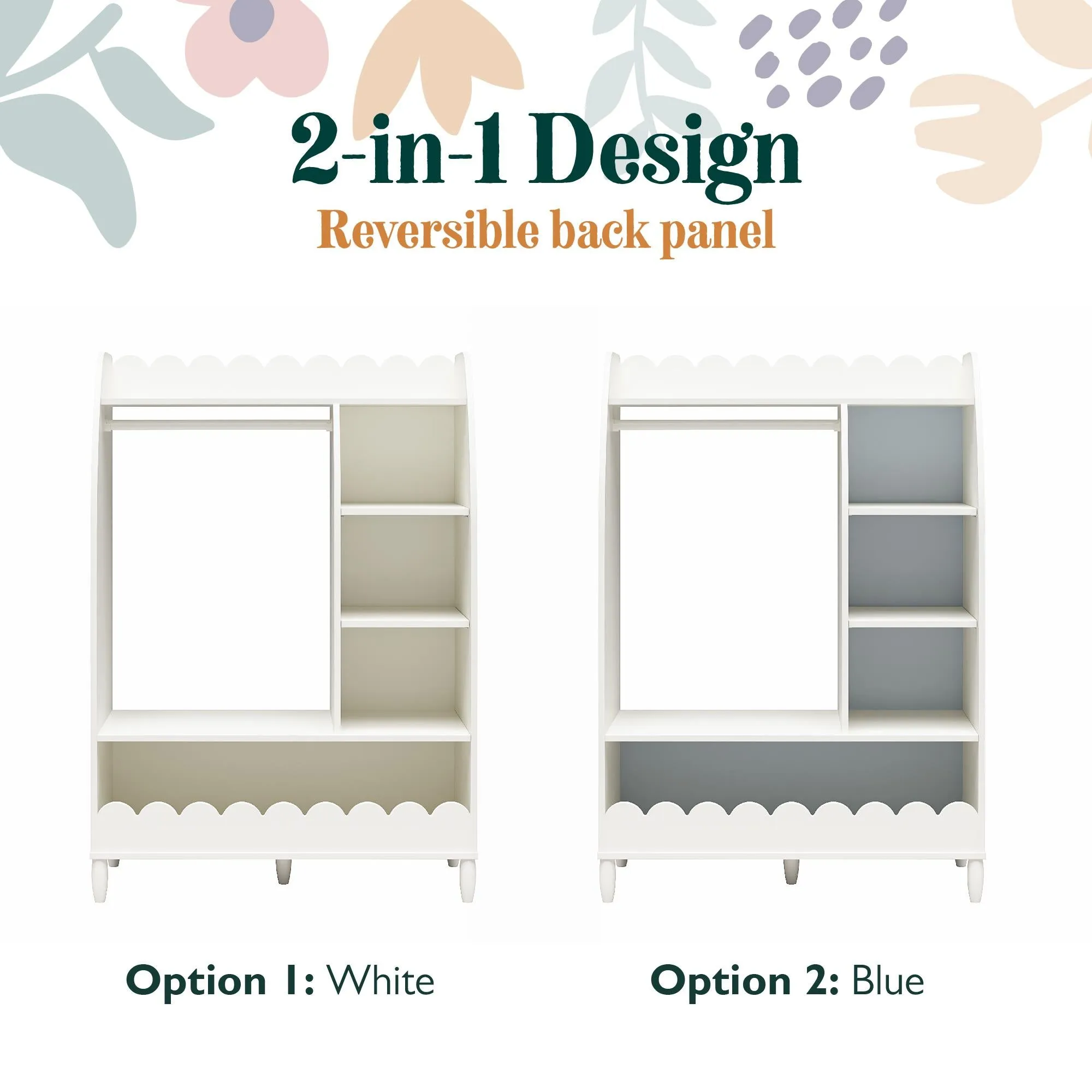Little Seeds Cloud Kids Dress Up Storage and Clothing Rack with Toy Organizer and Shelves