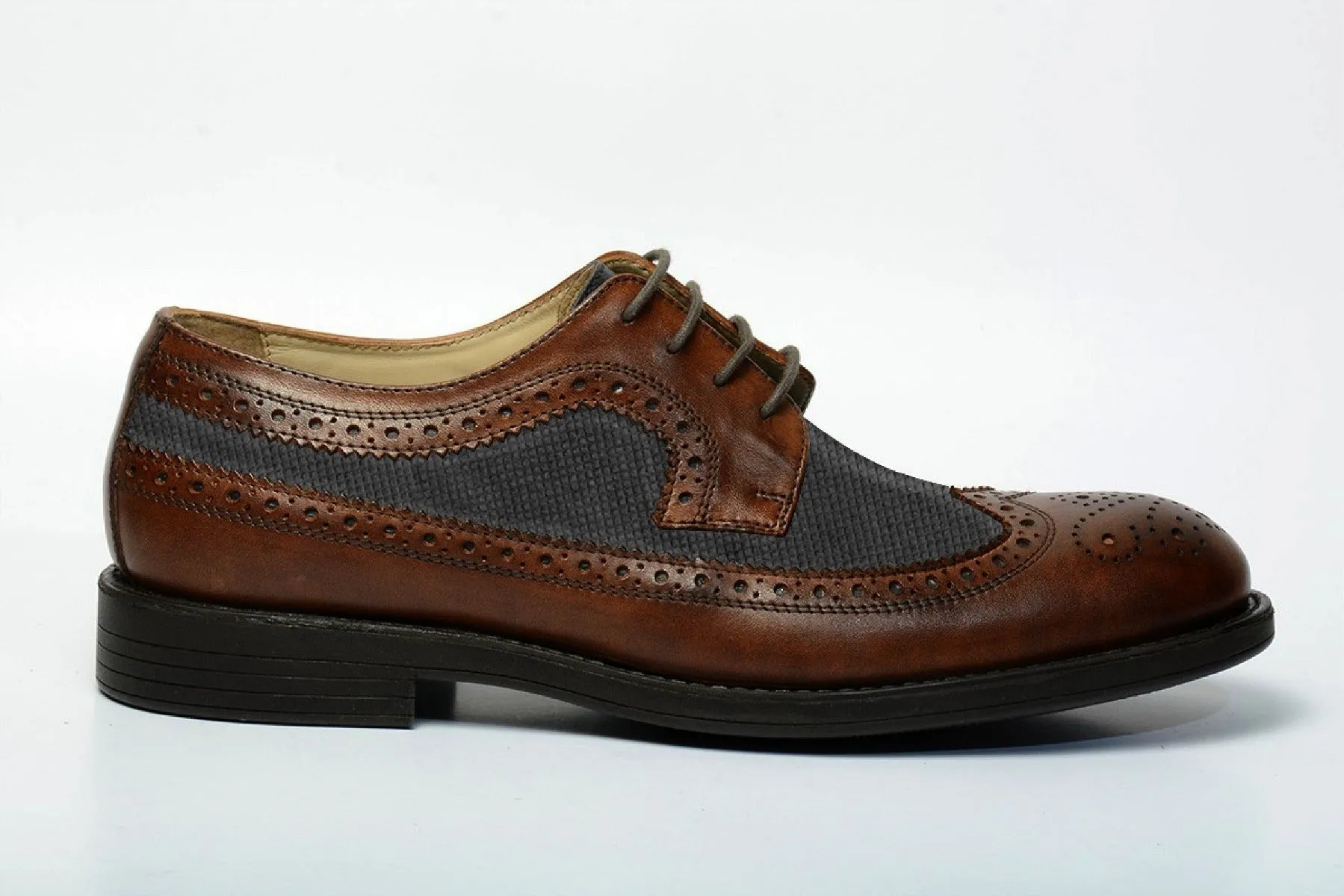 Men Tan Brown Leather Brogues ǀ Lucca 5967
