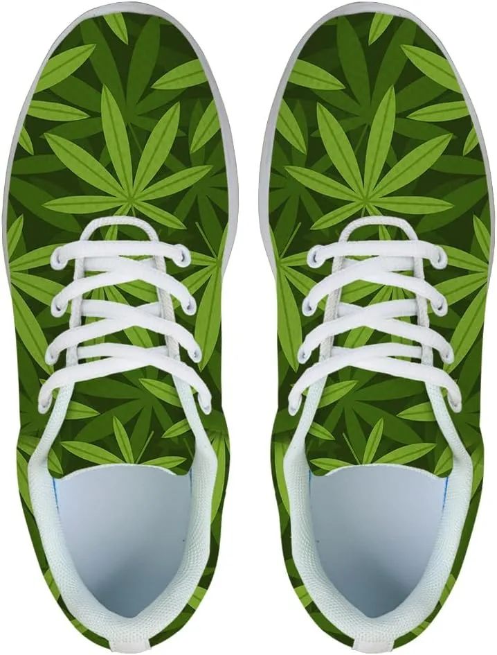 Men Women Marijuana Sneakers Pot Leaf Weed Shoes Comfortable Running Walking Tennis Shoes