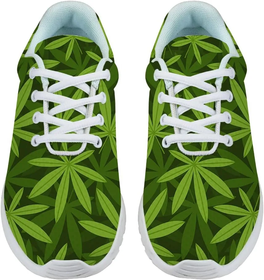 Men Women Marijuana Sneakers Pot Leaf Weed Shoes Comfortable Running Walking Tennis Shoes