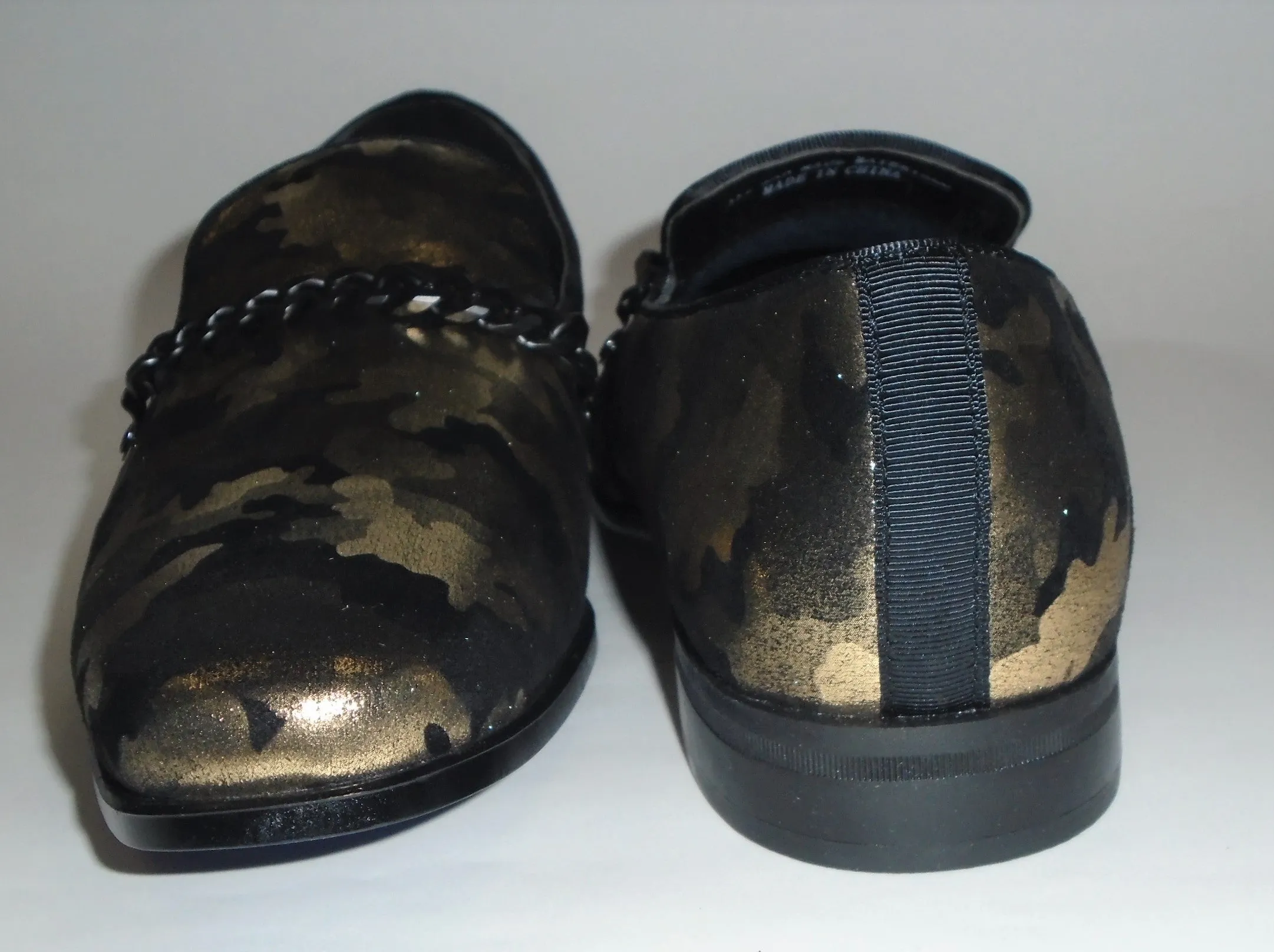 Mens Abstract Black Gold Slip On Loafers Dress Shoes After Midnight 6828 S