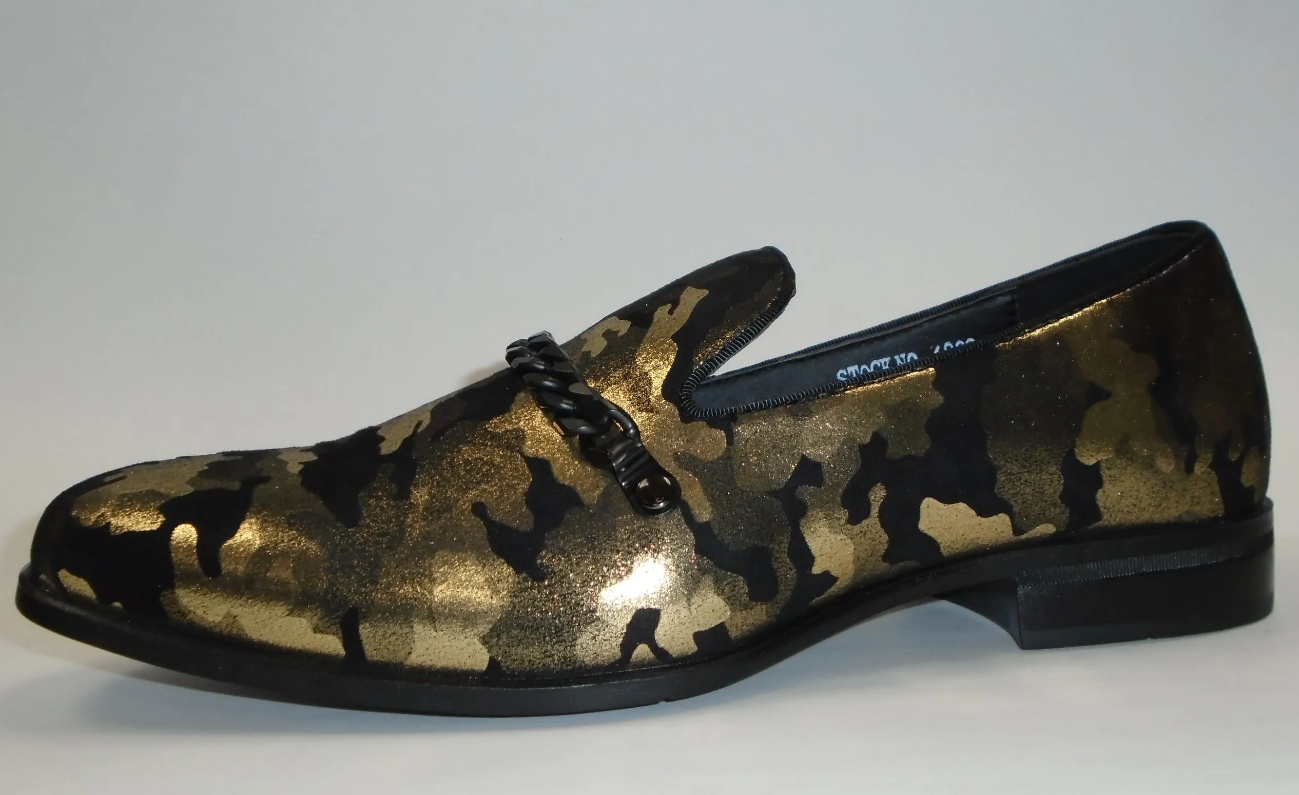 Mens Abstract Black Gold Slip On Loafers Dress Shoes After Midnight 6828 S