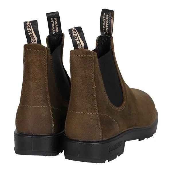 Mens Blundstone Dark Olive Suede 1615 Chelsea Boots