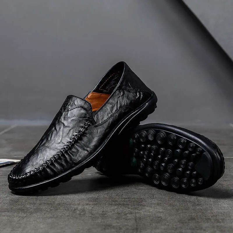 Men's Leather Loafers - Versatile Slip-On Shoes