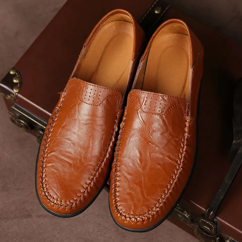 Men's Leather Loafers - Versatile Slip-On Shoes