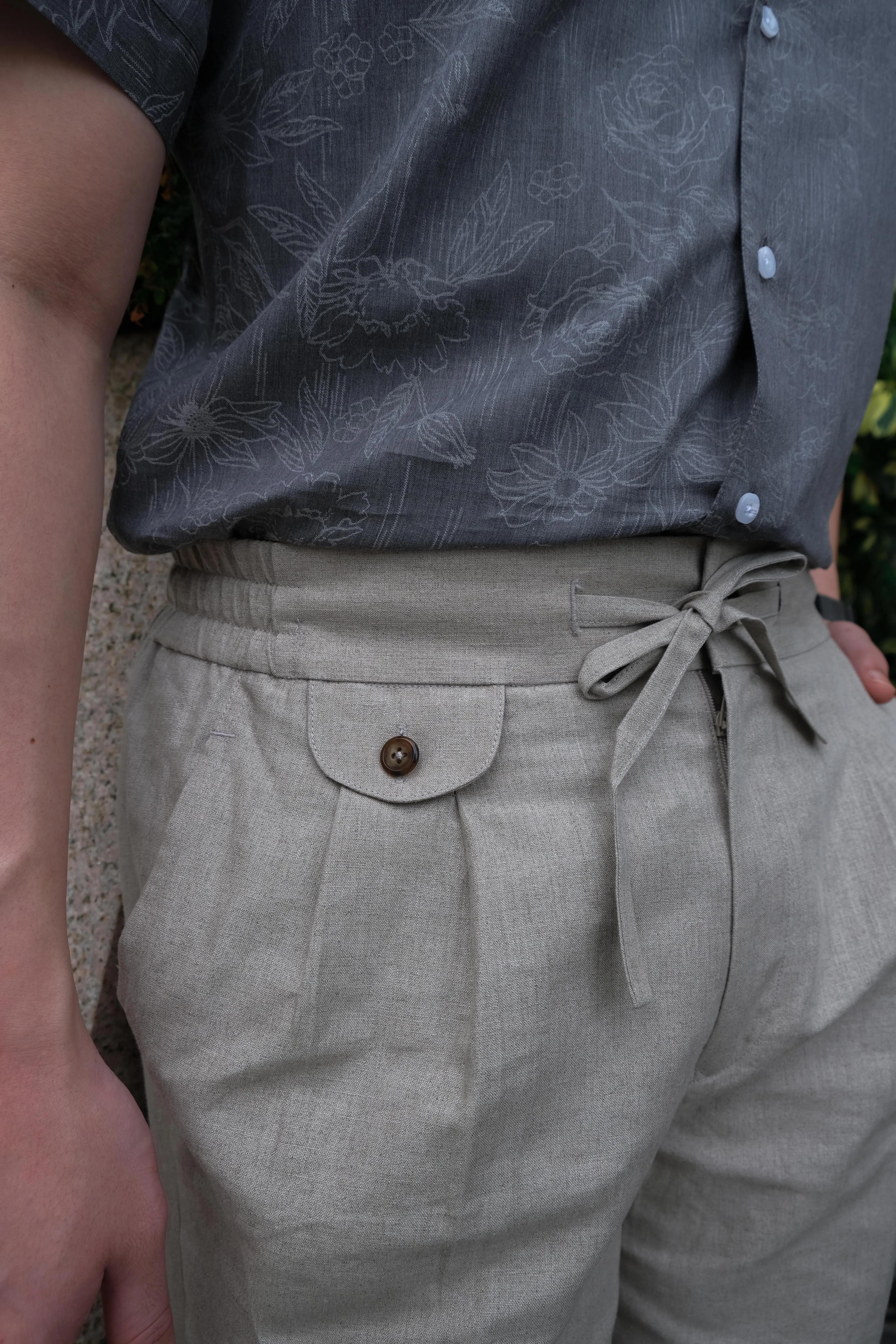 Natural Linen Bermuda Shorts