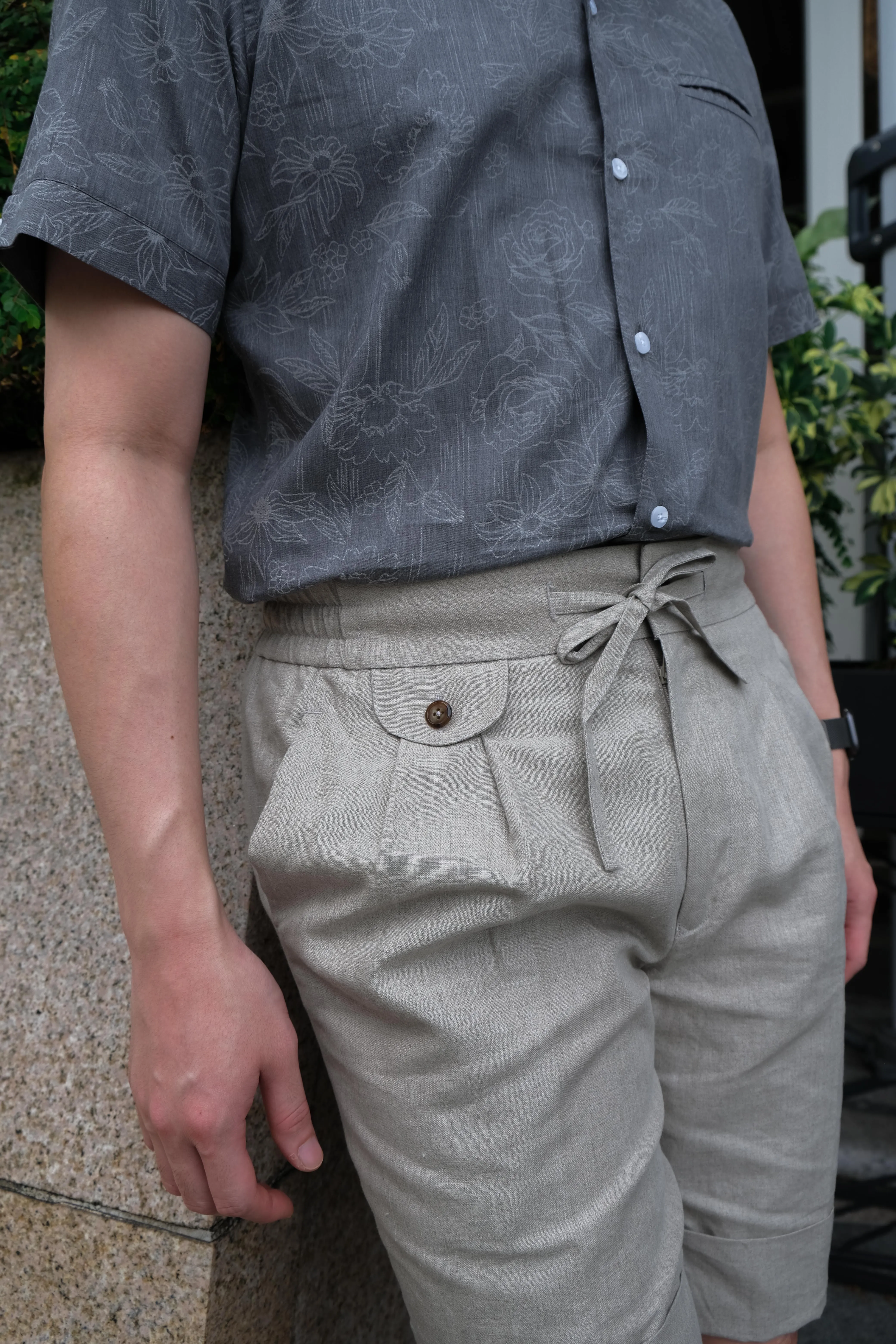 Natural Linen Bermuda Shorts