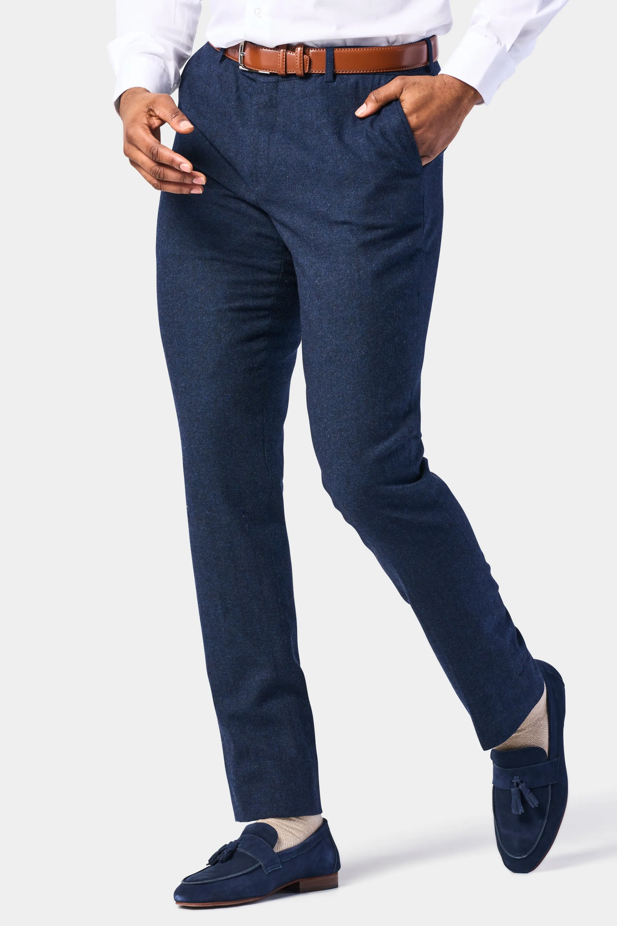 Navy Blue Tweed 3 Piece Suit