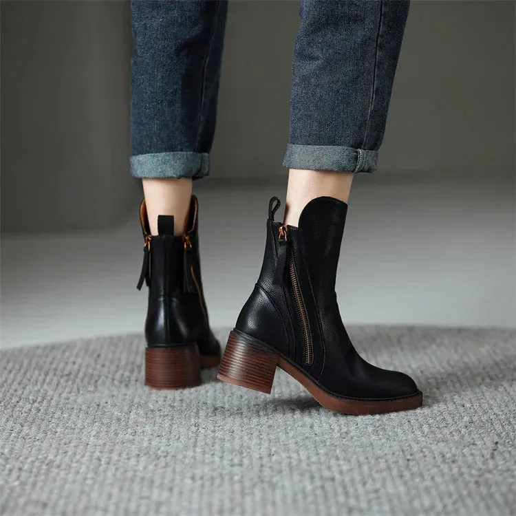 NUALA | PREMIUM LEATHER ANKLE BOOTS