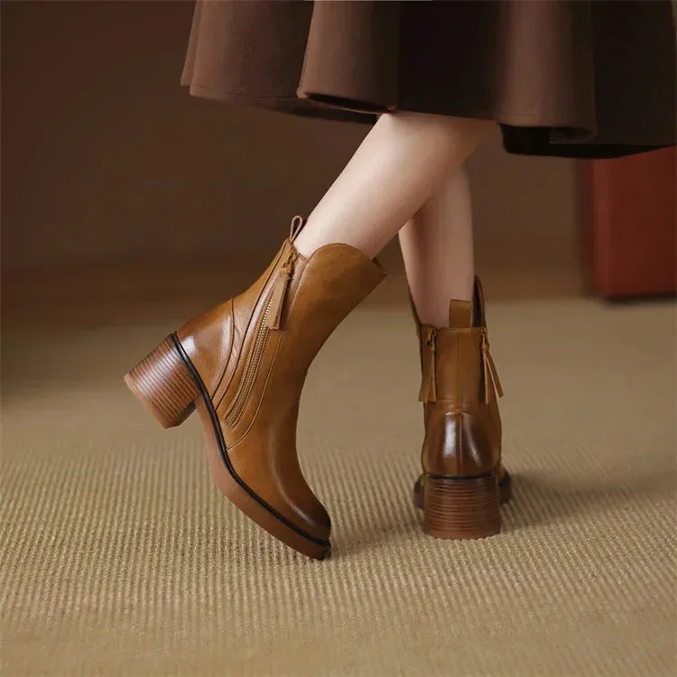 NUALA | PREMIUM LEATHER ANKLE BOOTS