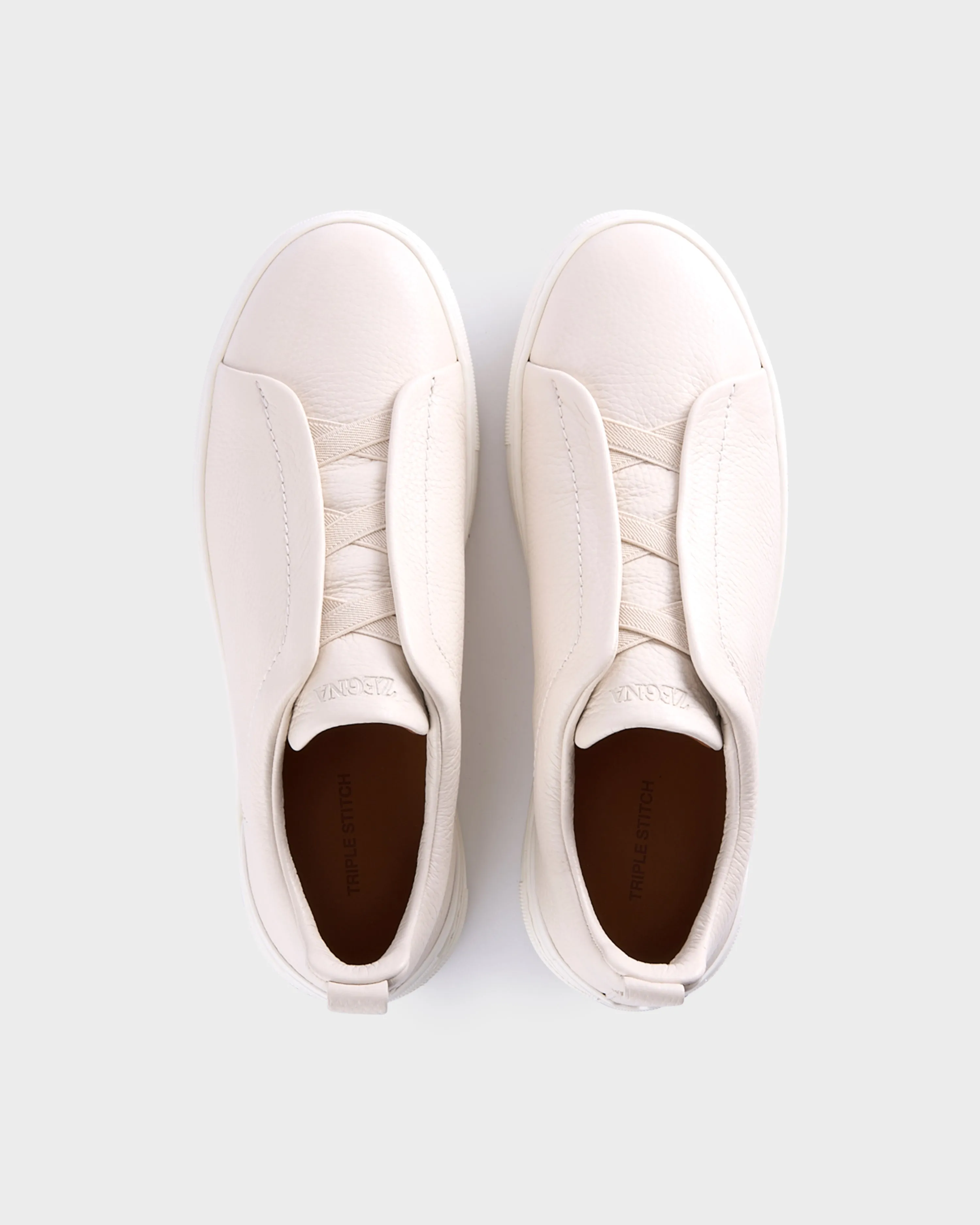 Off White Deerskin Triple Stitch Sneakers