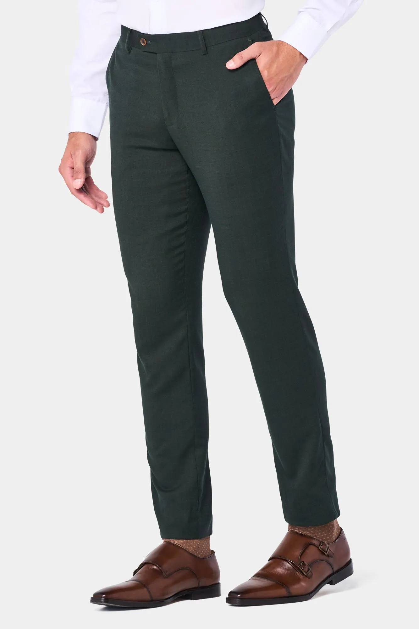 Olive Green Sharkskin 2 Button Suit