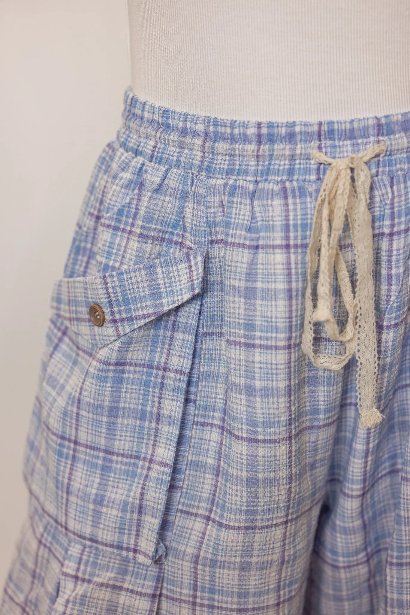 Plaid Blue Jogger Balloon Pants