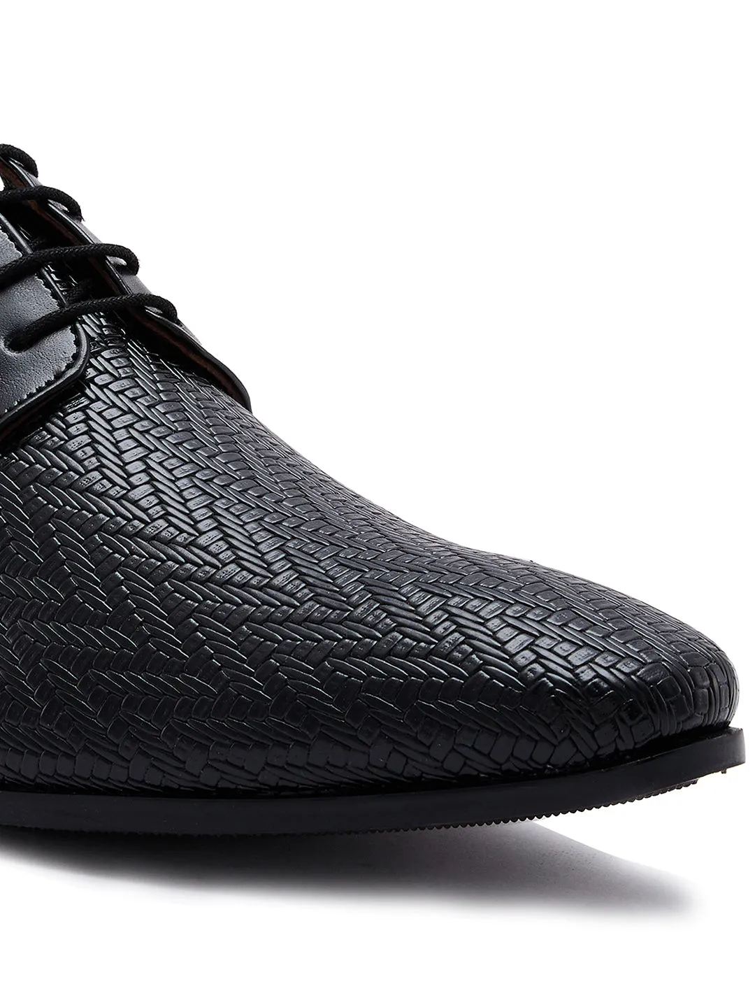 Regal Black Men Formal Textured Leather Lace Ups