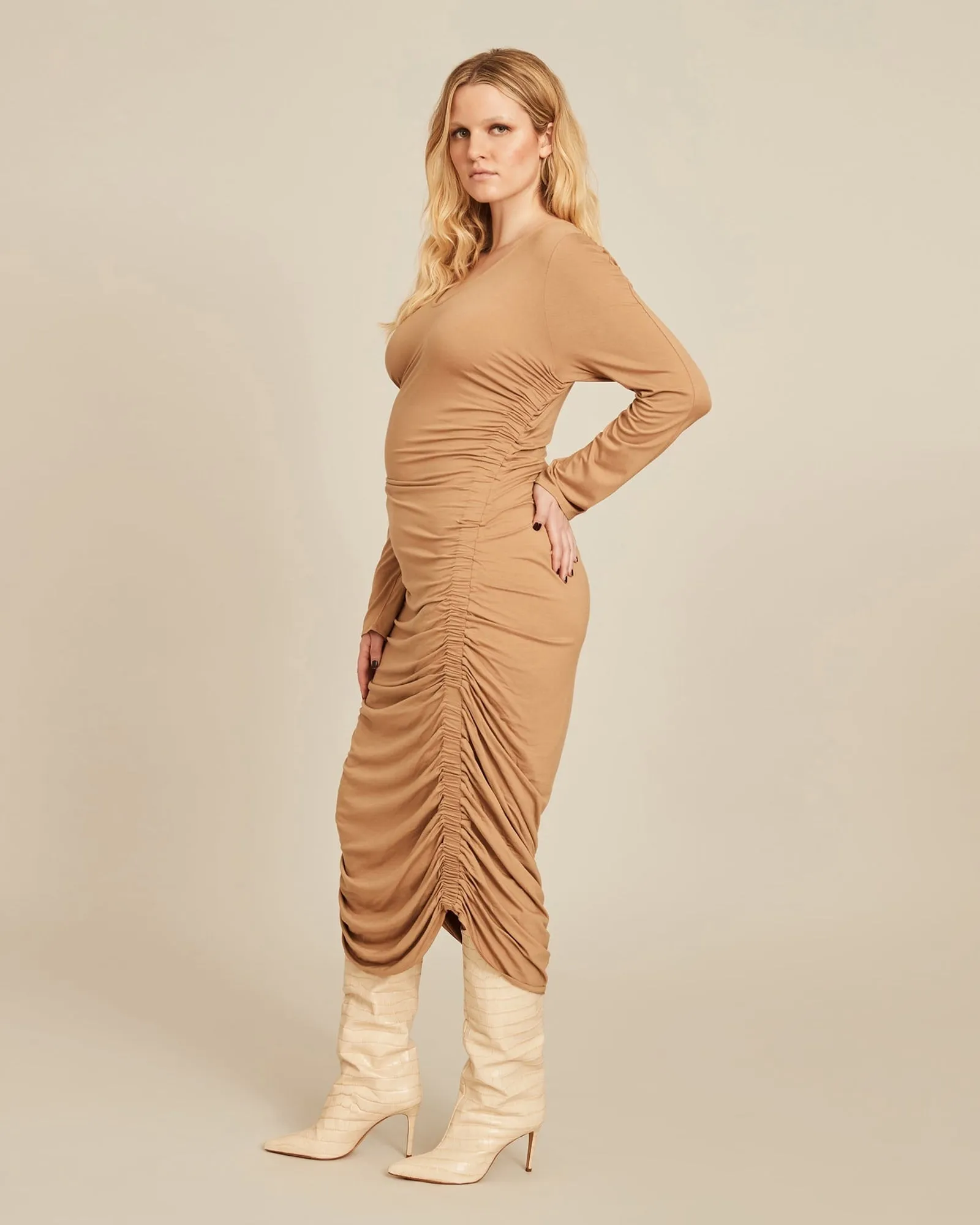 Ruched Remi Dress | CAMEL
