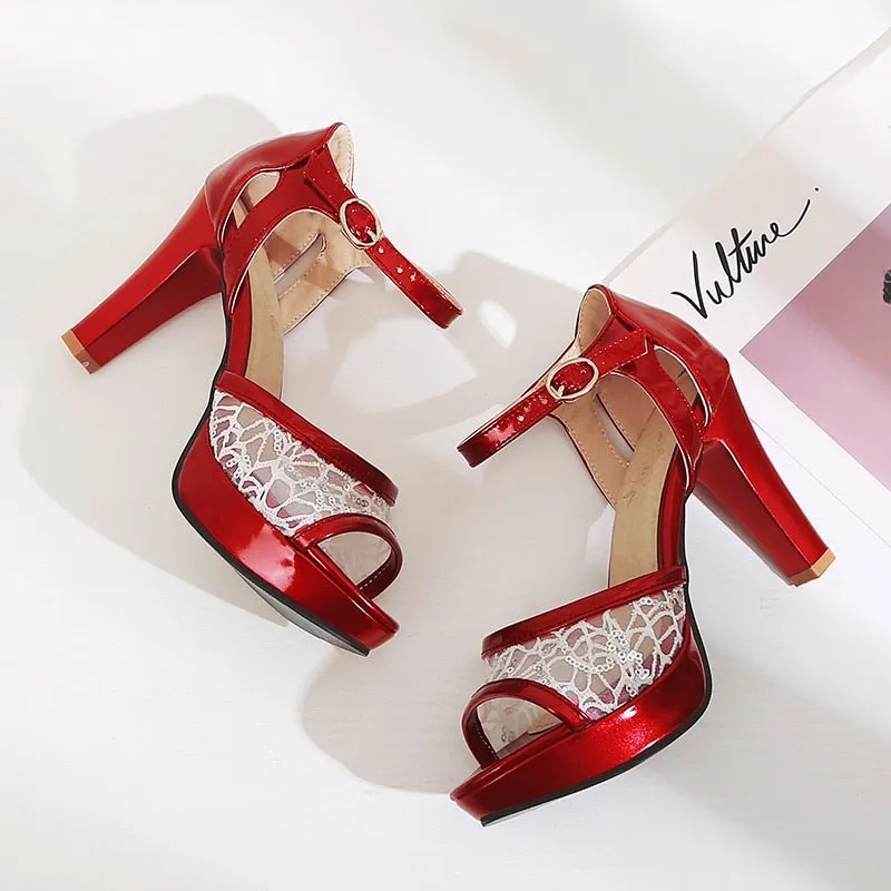 Sexy Summer Sandals Women Gold High Heels Platform Sandals Peep Toe Platform Heel Shoes Women Summer Shoes