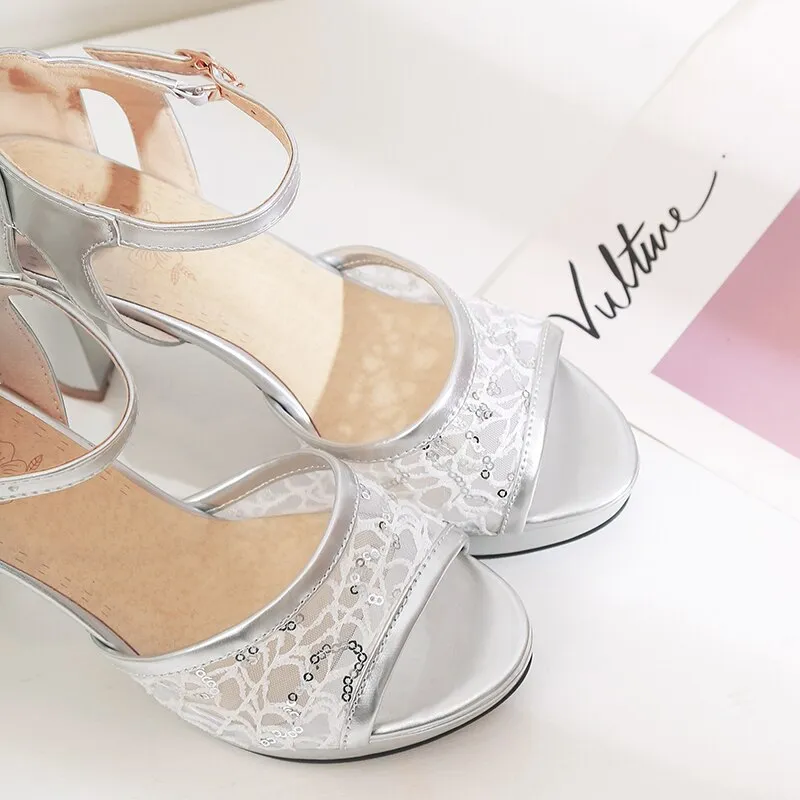 Sexy Summer Sandals Women Gold High Heels Platform Sandals Peep Toe Platform Heel Shoes Women Summer Shoes