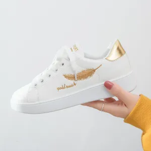 SH224 - Embroidered leaves light white shoes