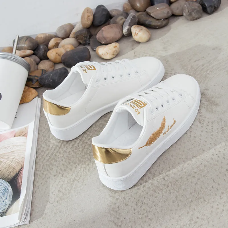 SH224 - Embroidered leaves light white shoes