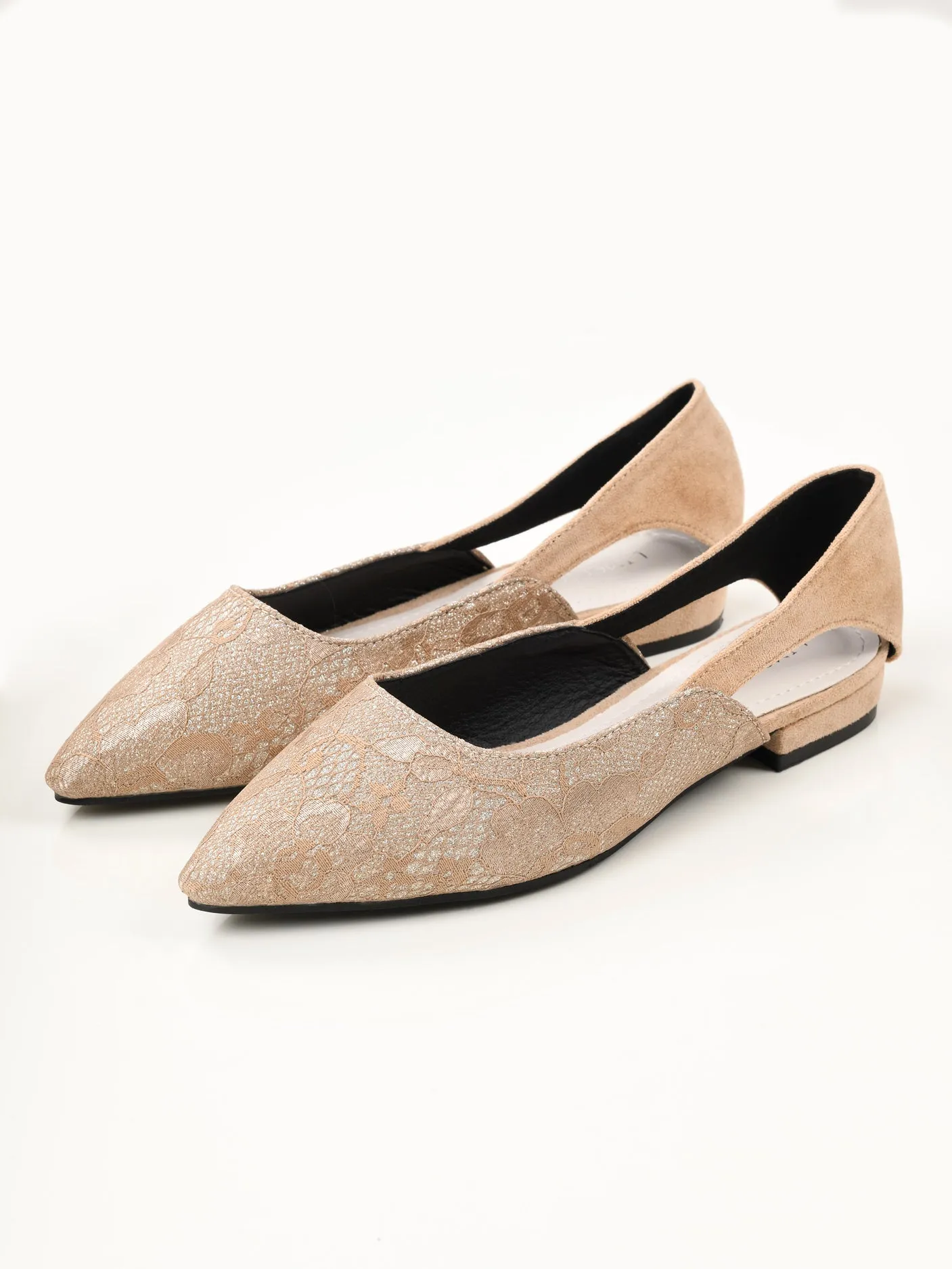 Shimmer Net Shoes - Light Peach