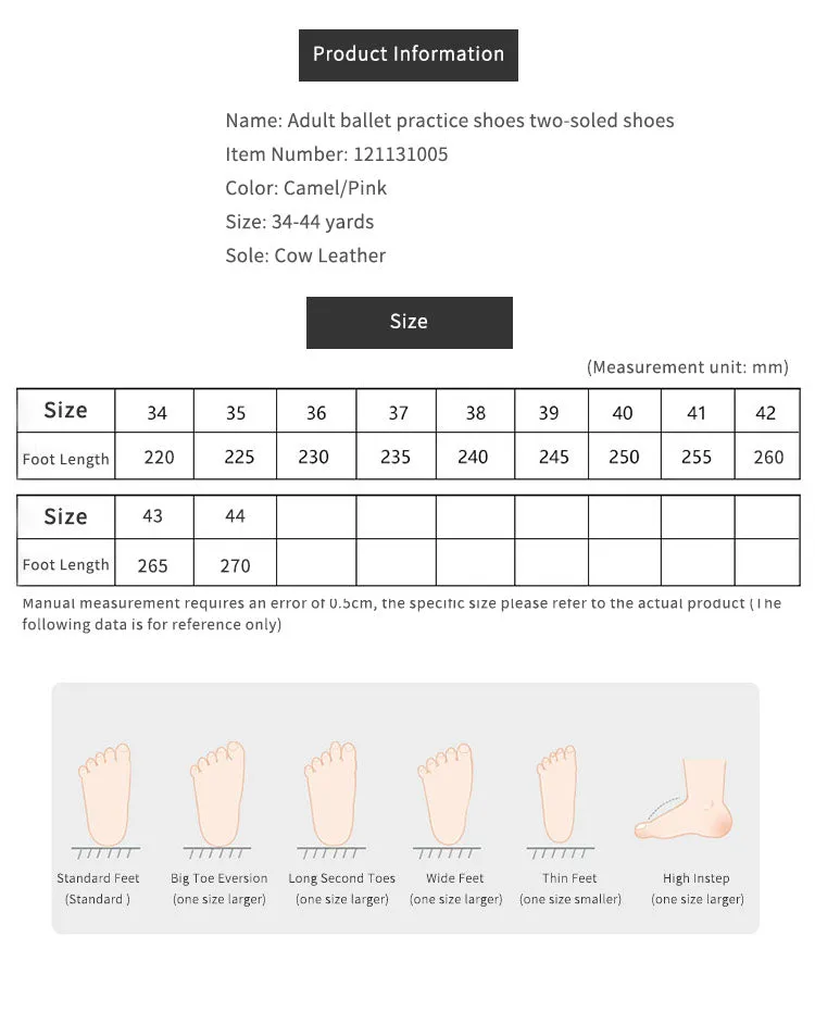Soft Sole Dance Shoes Lace-Free Ballet Practice Shoes Two Sole Shoes