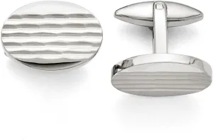 Stainless Steel Polished and Matte Oval Cufflinks