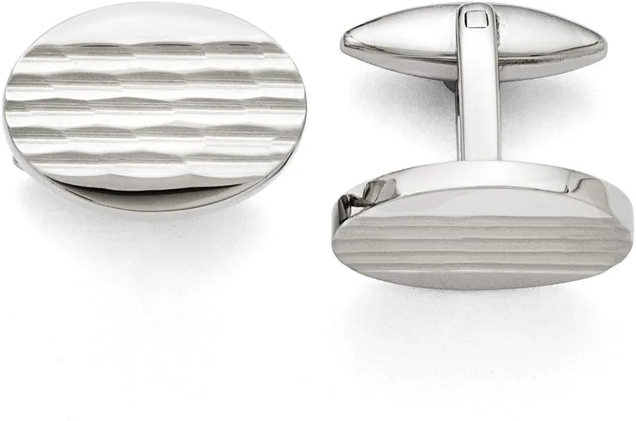 Stainless Steel Polished and Matte Oval Cufflinks