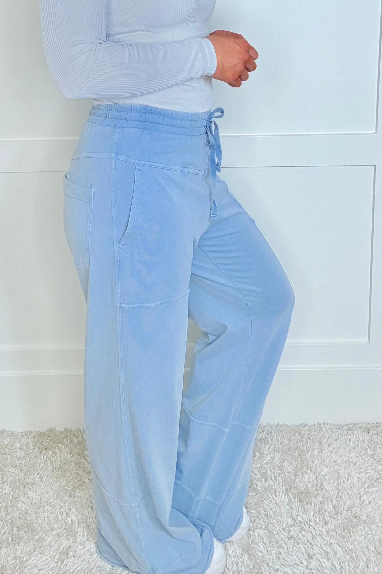 Terryfic Mineral Washed Lightweight Full Length Wide Leg Palazzo Pants in 5 Colors