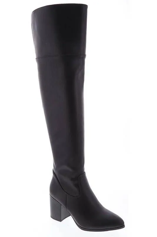 The Vixon Boots: Black Pleather Knee High Boots