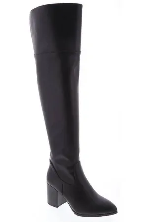 The Vixon Boots: Black Pleather Knee High Boots