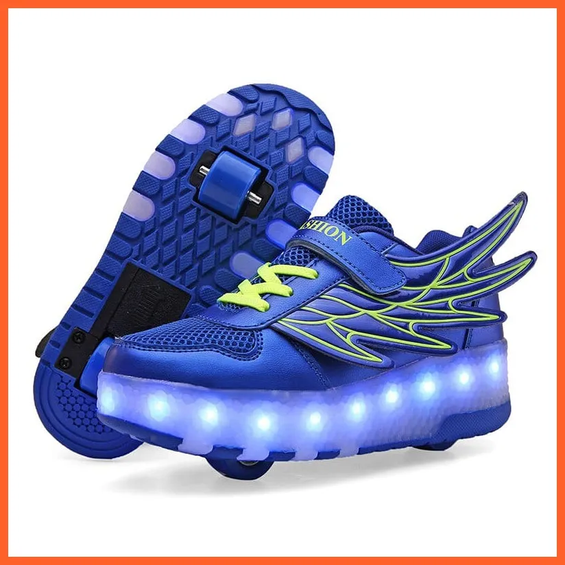 Two Wheels Usb Charging Luminous Sneakers | Roller Skate Shoes For Children